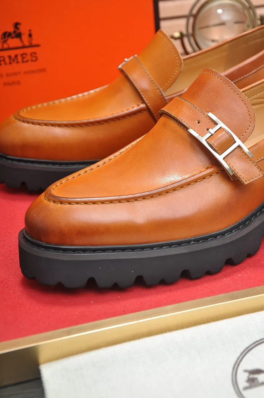 Men's Men's Shoes💰560💶[[HERMES]] (High-end Niuli) New 🍀 HERMES - top version of Ferragamo's classic casual leather shoes! Made of imported original cowhide, the inner top layer is comfortable cowhide lining! Original wear-resistant rubber outsole! High quality products! Code number 38-45 (45 customized)